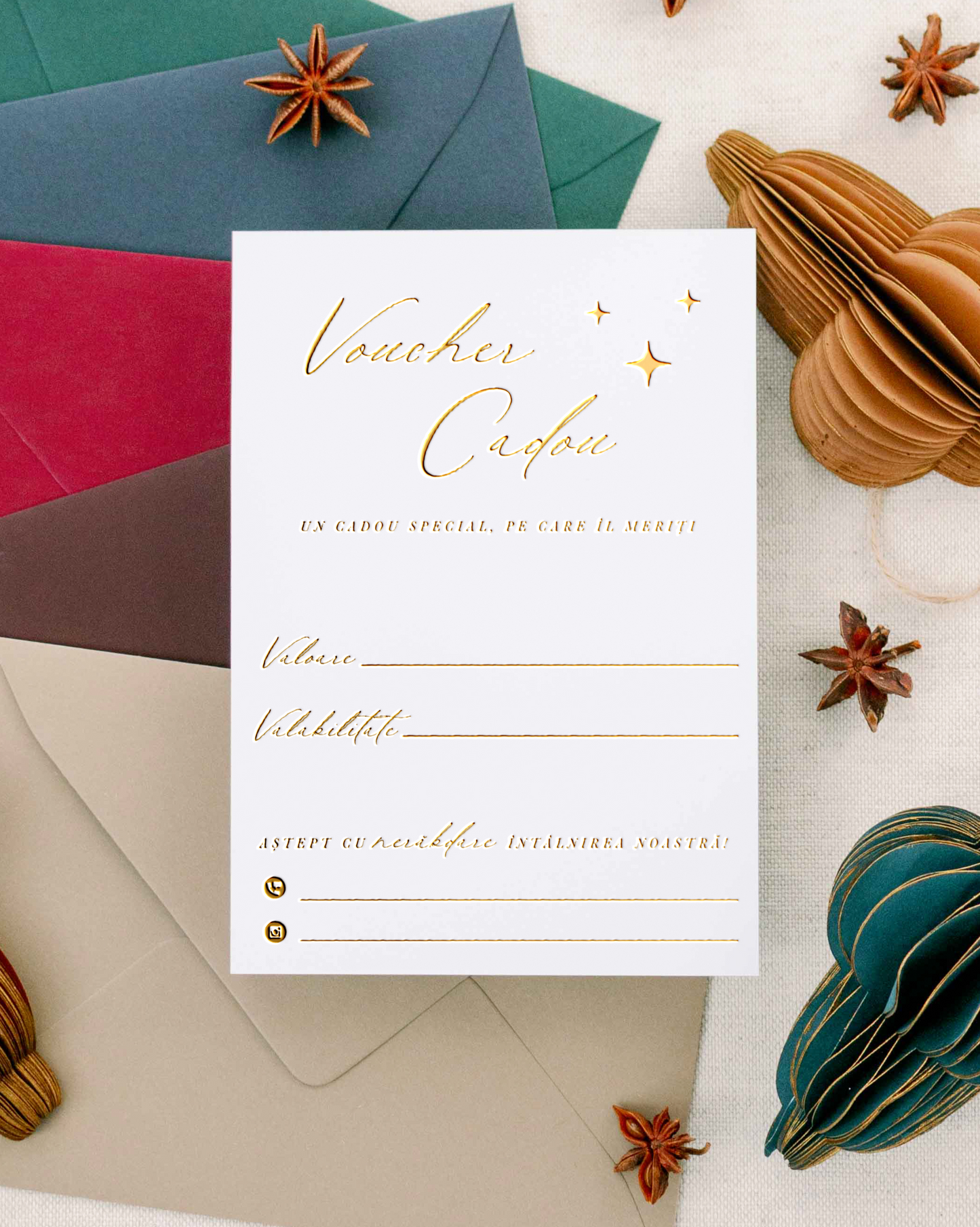 Gold Foil Gift Voucher - Set of 5