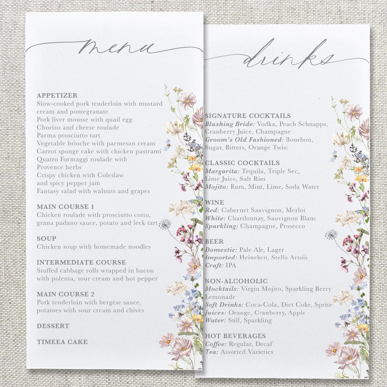Enchanted Garden Individual Menu