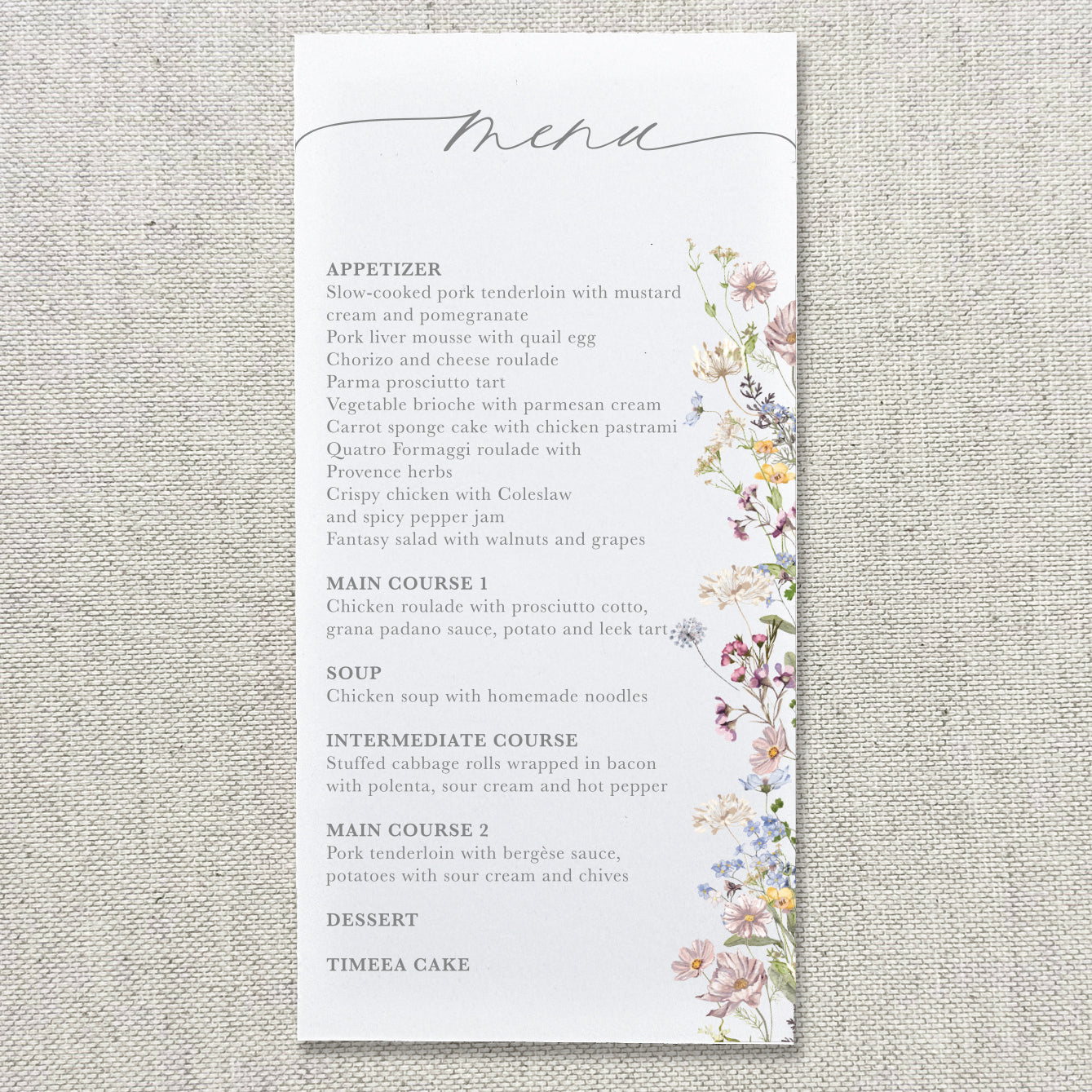 Enchanted Garden Individual Menu